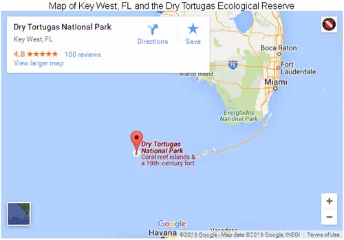 Map to Tortugas Spree Livaboard Trip, May 2016 at Dayo Scuba Center LLC, Orlando Florida